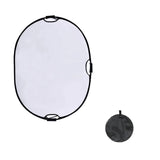 Maxbell 60x90cm Portable Oval Light Reflector Reflective Fabric Lightweight Foldable Silver and White