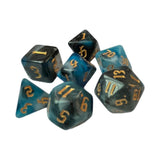 Maxbell 7 Pieces Double Colors Polyhedral Dices D6 D4 D8 D10 (00-90 and 0-9) D12 D20 Blue Black