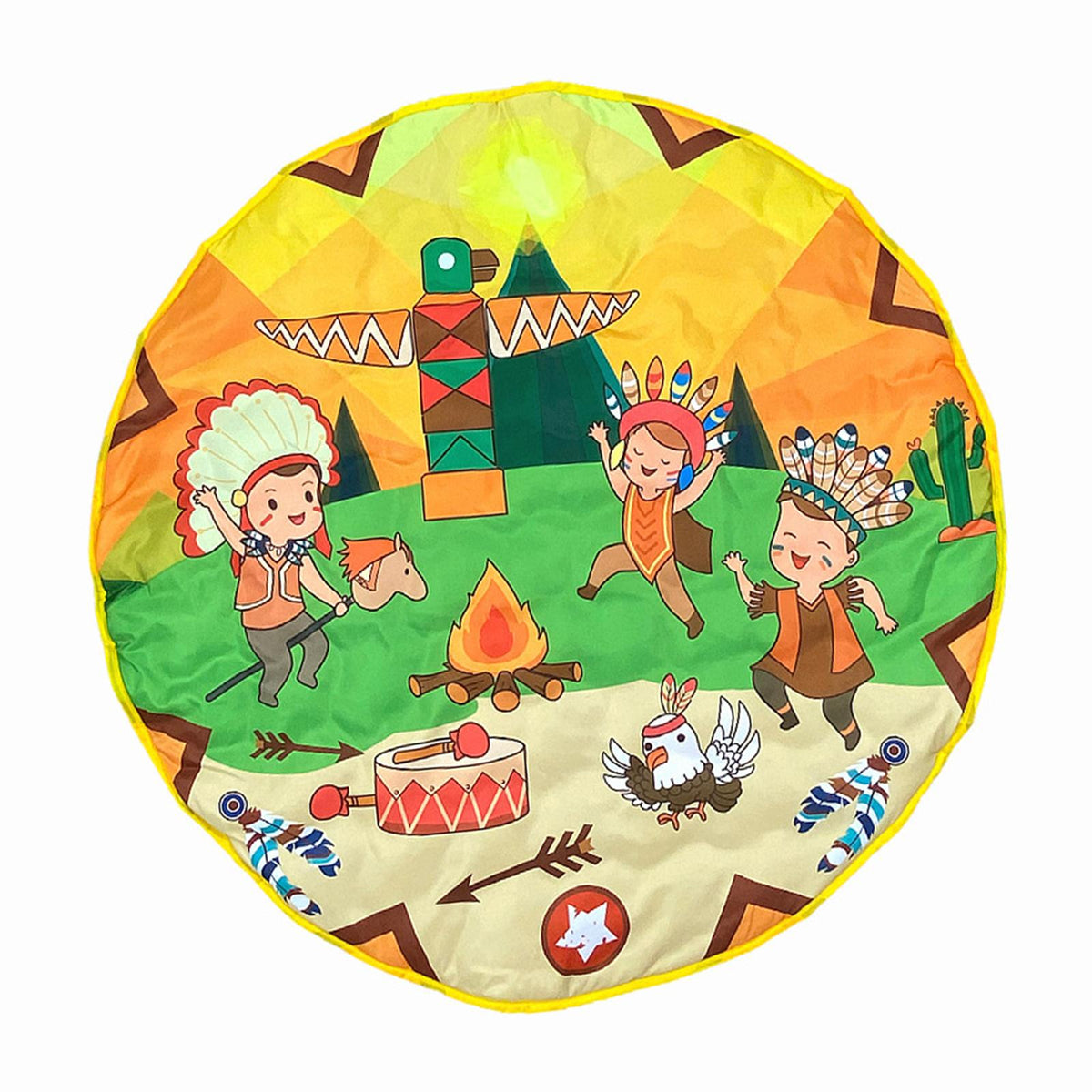 Maxbell Round Play Mat Foldable Soft for Play Tent Padded Infant Tummy Time Mat Day