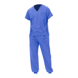 Maxbell Uniform Scrub Set for Men Top and Pants V Neck Soft Workwear for Cosmetology Light Blue Large