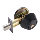 Maxbell Dead Bolt Door Lock Modern Round Door Knob for Bedroom Garage Front Entrance Black