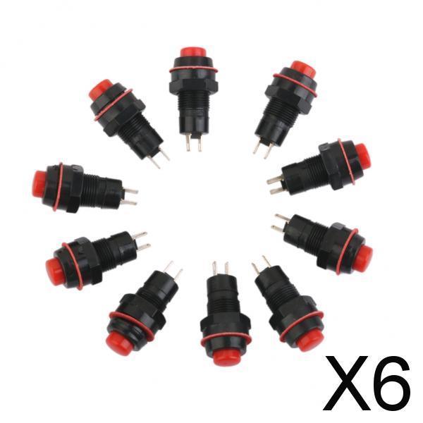 Maxbell 6x10 x Car Boat Locking Dash ON-OFF Push Button 2-Pin Latching Switch Red