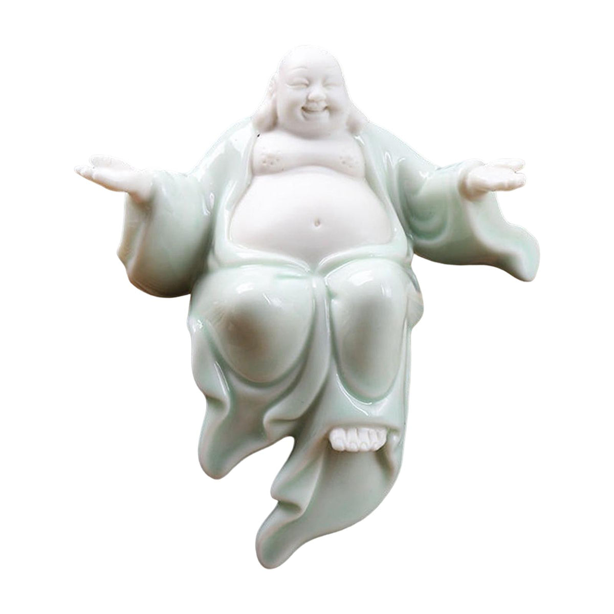 Maxbell Maxbell Buddhist Figurine Maitreya Buddha Sitting Statue Meditation Sculpture Raise Both Hands