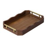 Maxbell Bamboo Serving Tray Breakfast Multipurpose Dinner Tea Tray with Metal Handle L Brown