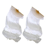 2Pack Ladies Belly Dance Long 100% Silk Fan Veil Folding Fan Dance Props