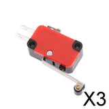 Maxbell 3x V-156-1C25 Micro Limit Switch Long Hinge Roller Lever Arm Open SPDT 15A