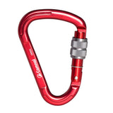 Maxbell Maxbell Aluminum Locking Climbing Carabiner D Shape Auto-Locking Carabiner Screw Gate Lock Red