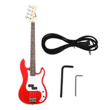 Maxbell Portable Electric Bass Guitar 4 String Bass Guitar for Beginners Kids Adults Red