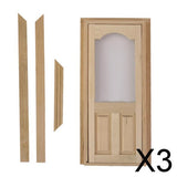 Maxbell 3xDollhouse Miniature Wooden Door Unpainted