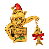 Christmas Brooch Pin Party Jewelry Gift Costume Wallet Cat Lapel Pin Corsage Gold