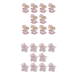 Maxbell 20x Wooden Pink Baby Carriage & Pony Embellishments Card Making Baby Shower