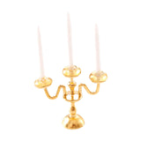 Maxbell 1/12 Dollhouse Candle Holder Doll House Candlestick for Cabinet Shelf Mantel Gold and White