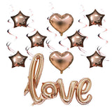 Maxbell 15pcs Love Heart Star Foil Balloons With Hanging Spiral Wedding Decor - Aladdin Shoppers