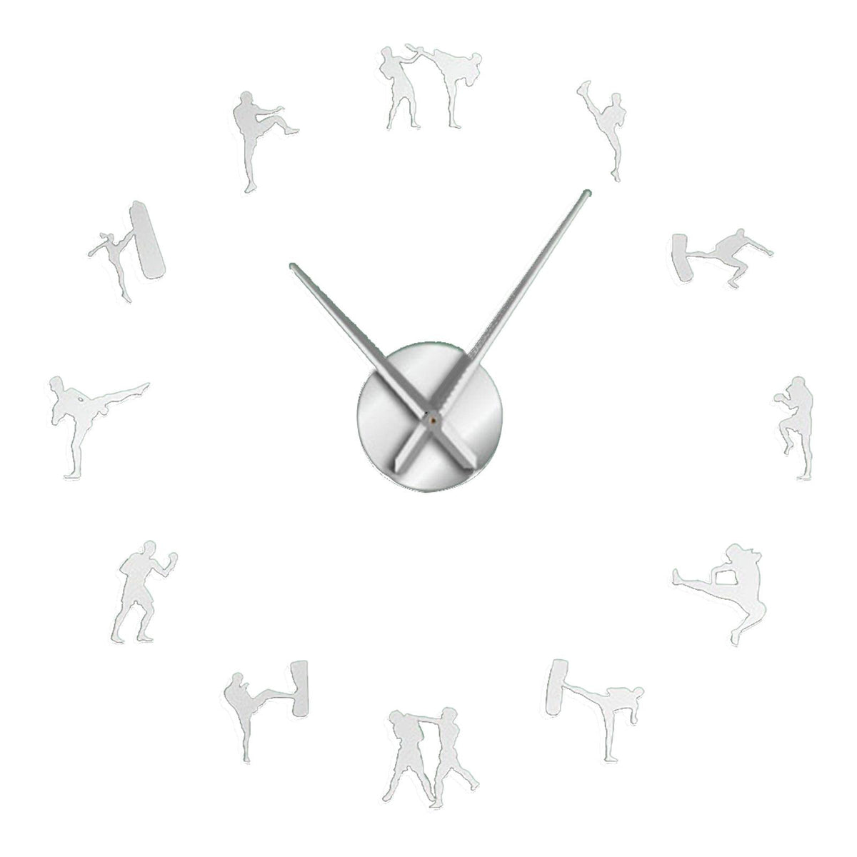 Maxbell Maxbell DIY Large 3D Wall Clock Non Ticking for Office Kitchen Home Decoration Argent 37 Inches