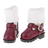 8xFashion PU Leather  Boots Shoes for 12'' Blythe Doll Clothes Maroon