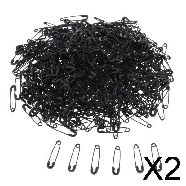 Maxbell 2xGlossy Metal Needle Safety Pins Nickle Plated 500PCS 18mm Black