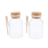 Maxbell Maxbell 2 Pieces ABS Bath Salt Bottles Empty Clear Corked Jar with Wood Spoon  200g