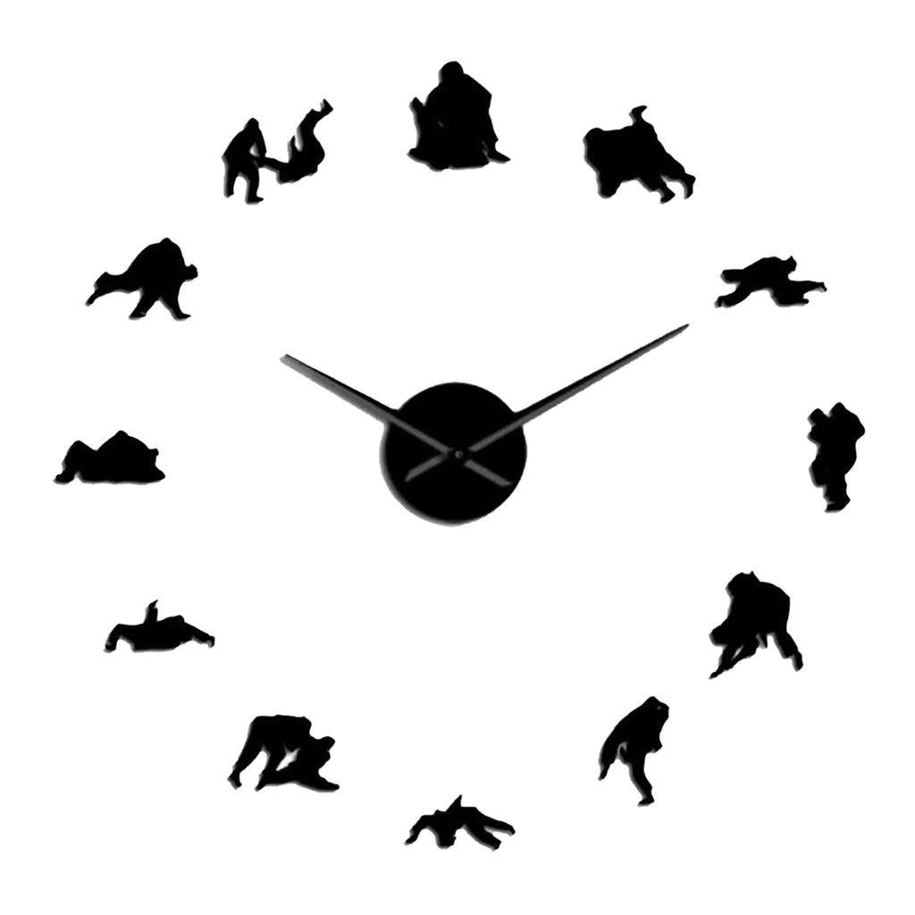 Maxbell Maxbell Modern Home DIY Clock 3D Mirror Wall Sticker Art Clock Room Decor Kit Black