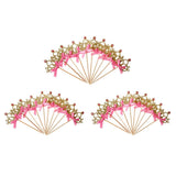 Maxbell 30 Pieces Pretty Crown Cake Topper Food Picks with Ribbon Pink and Gold