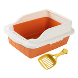 Maxbell Maxbell Pet Litter Tray Pan with Scooper Kitty Small Animals Open Top Cat Litter Box Orange S 27x18x15CM