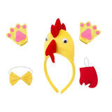 Maxbell Chicken 3D Animal Costume Chick Headband Bowtie Tail Gloves Set for Birthday Yellow Red Tail