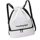 Maxbell Drawstring Backpack Wide Opening Swimming Bag for Swimming Pool Hiking Beach White