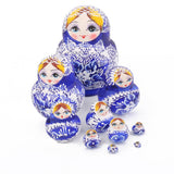 Maxbell 10PCS Painted Flowers Wooden Russian Nesting Dolls