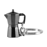 Maxbell Moka Pot Keychain Key Ring Gift Realistic Compact Coffee Machine Accessories Black