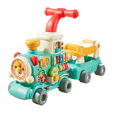 Steam Train Baby Walker Gift Indoor Outdoor Ride on Toy for 6-12 Months Kids Blue