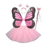 Maxbell Girls Fairy Costume Set Butterfly Wing Costume Cosplay for Halloween Holiday Sequined Skirt