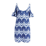 Maxbell Maxbell Women's Sexy Strappy Off Shoulder Summer Printed Mini Dress L