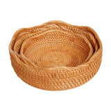 Maxbell 3Pcs Rattan Fruit Basket Rattan Storage Bowl for Dining Table Home Breakfast