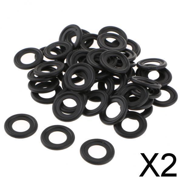 Maxbell 2x50 Pieces Oil Drain Plug Gasket Seal Rubber Black For Saturn Chevy GM