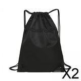 Maxbell 2xTravel Nylon Drawstring Bag Sack Beach Gym Backpack Shoes Bags Black