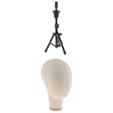 Maxbell Cork Canvas Block Mannequin Model Head Wigs Making Display with Tripod Stand