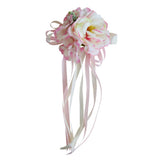 Maxbell 2pcs Artificial Ribbon Flowers Wedding Car Mirror Door Handles Decor Pink