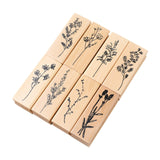 Maxbell 8Pcs Flower Decorative Wooden Rubber Stamps 2.5x0.8x1inch for Blessing Cards
