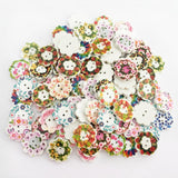 Maxbell 200Pcs 2 Holes Painted Flower Sewing Wooden Button for Clothes Accessories