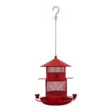 Maxbell Iron Bird Feeder Lawn Yard Double Layer Hanging Birdfeeder Weather Resistant Red
