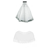 Maxbell Wedding Two Layers Gown Bone Long Crinoline Petticoat + Shawl Scarf Shrug Wrap