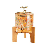 Maxbell Beverage Dispenser 2.6L Wood Stand Water Pitcher for Birthday Holiday deer head lid