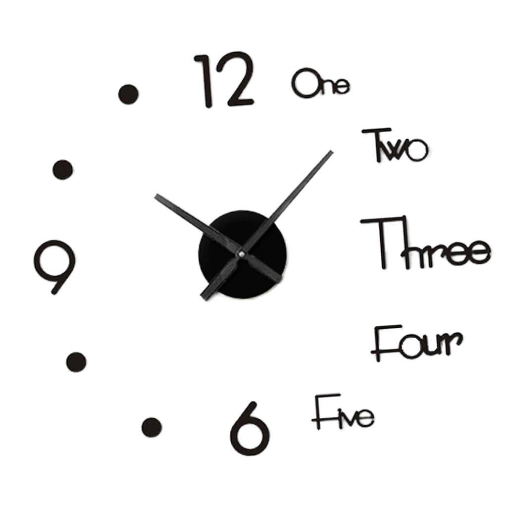 Maxbell Maxbell DIY Large Wall Clock Modern 3D Wall Sticker Clock Silent Living Room Decor M