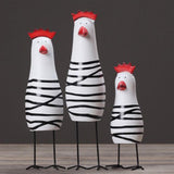 Chick Statues Figurines Set of 3, Wooden Painted Handmade Crafts for Garden - Aladdin Shoppers