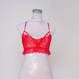 Maxbell Maxbell Sexy Floral Lace Bustier Crop Tops Unpadded Bra Bralette Cami Lingerie Red