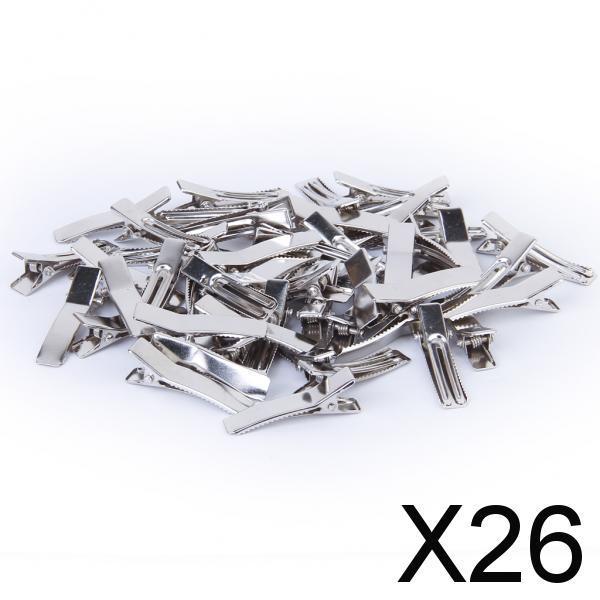Maxbell 26xApprox. 50 Pcs Blank Double Prong Hair Clip 35mm