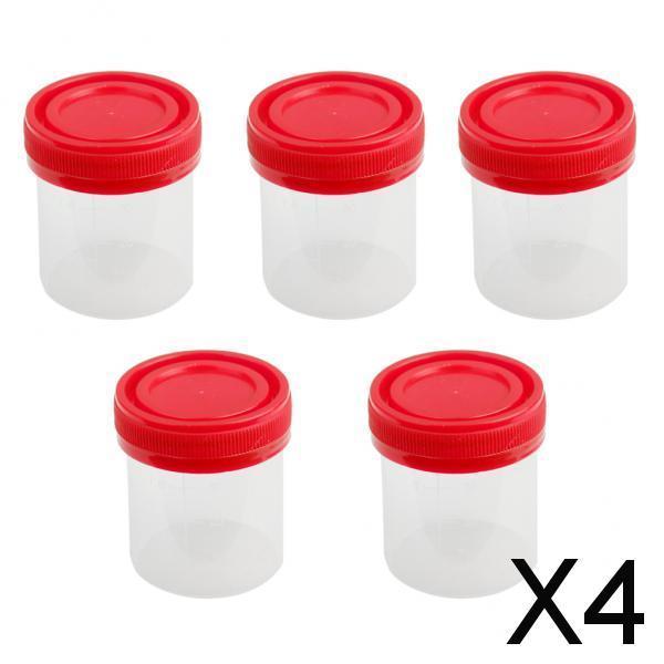 Maxbell 4x5x 40ml Plastic Graduated Measuring Specimen Cup Sterile Container with Lid