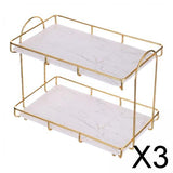 3x2-Tier Storage Shelves Organizer Perfume Display Stand for Countertop Vanity White L