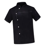 Maxbell 2xUnisex Chef Coat Short Sleeve Top Uniform Chef Clothes Chef Jacket for Cafe Black 2XL