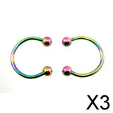 Maxbell 3x2pcs 16 Gauge Eyebrow Lip Horseshoe Barbell Ring Piercing Jewelry