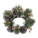 Maxbell 2xChristmas Candle Ring Wreath Supplies Decor Candle Holder for Home Party Bar Gold